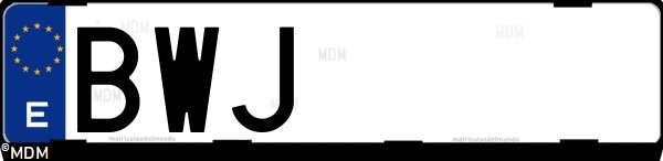 Matrícula española BWJ, correspondiente al año 2002