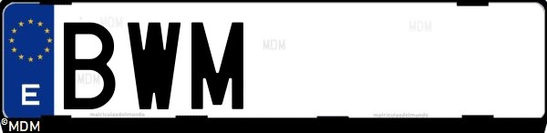 Matrícula española BWM, correspondiente al año 2002
