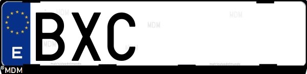 Matrícula española BXC, correspondiente al año 2002