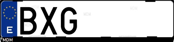 Matrícula española BXG, correspondiente al año 2002