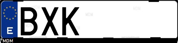 Matrícula española BXK, correspondiente al año 2002