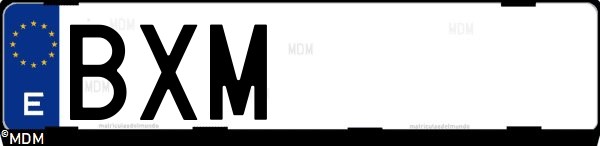 Matrícula española BXM, correspondiente al año 2002