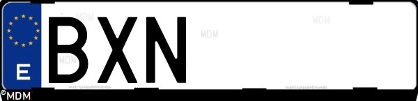 Matrícula española BXN, correspondiente al año 2002