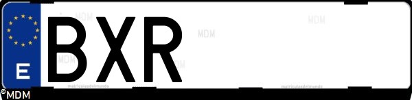 Matrícula española BXR, correspondiente al año 2002