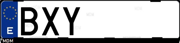 Matrícula española BXY, correspondiente al año 2002