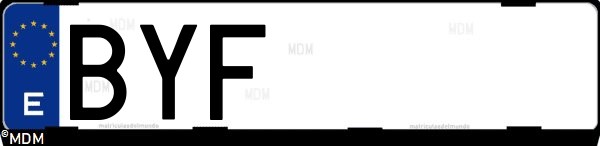 Matrícula española BYF, correspondiente al año 2002