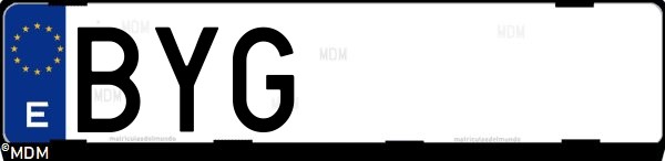Matrícula española BYG, correspondiente al año 2002