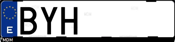 Matrícula española BYH, correspondiente al año 2002