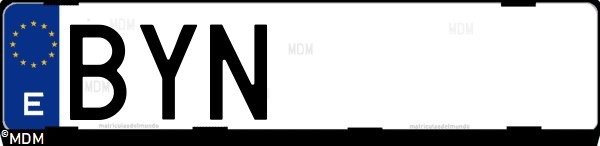 Matrícula española BYN, correspondiente al año 2002