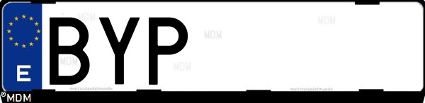 Matrícula española BYP, correspondiente al año 2002