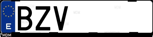 Matrícula española BZV, correspondiente al año 2002