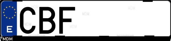 Matrícula española CBF, correspondiente al año 2002