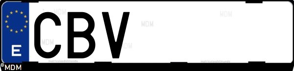 Matrícula española CBV, correspondiente al año 2002