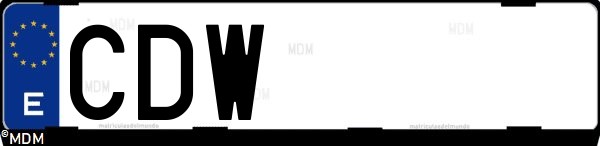 Matrícula española CDW, correspondiente al año 2003