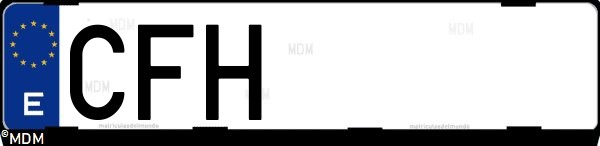 Matrícula española CFH, correspondiente al año 2003