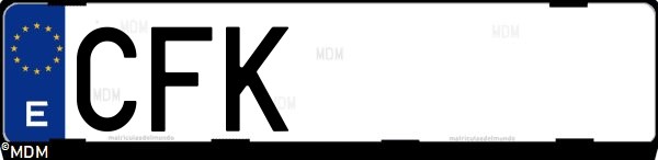 Matrícula española CFK, correspondiente al año 2003