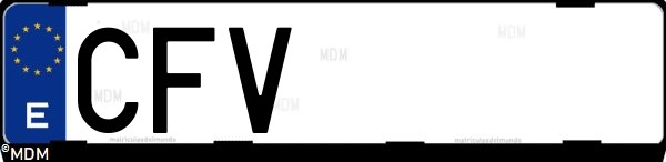 Matrícula española CFV, correspondiente al año 2003