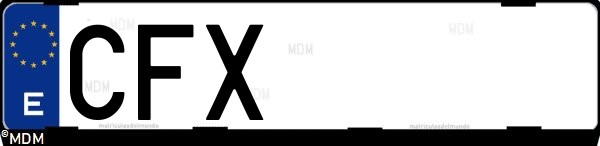 Matrícula española CFX, correspondiente al año 2003