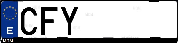 Matrícula española CFY, correspondiente al año 2003