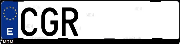 Matrícula española CGR, correspondiente al año 2003