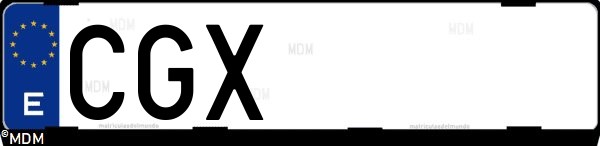 Matrícula española CGX, correspondiente al año 2003