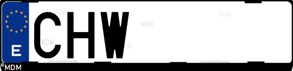 Matrícula española CHW, correspondiente al año 2003