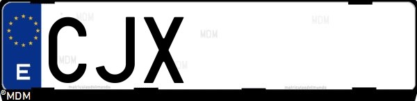Matrícula española CJX, correspondiente al año 2003