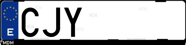 Matrícula española CJY, correspondiente al año 2003