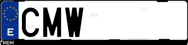 Matrícula española CMW, correspondiente al año 2003
