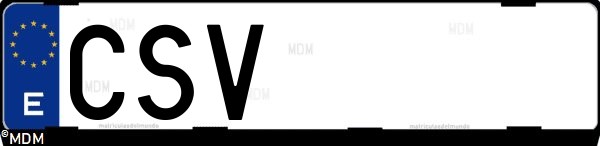 Matrícula española CSV, correspondiente al año 2004
