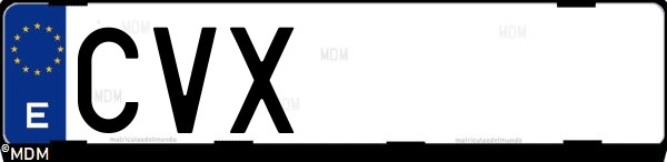 Matrícula española CVX, correspondiente al año 2004