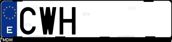Matrícula española CWH, correspondiente al año 2004