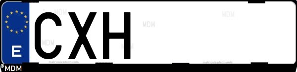 Matrícula española CXH, correspondiente al año 2004