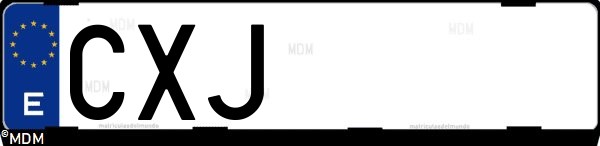 Matrícula española CXJ, correspondiente al año 2004