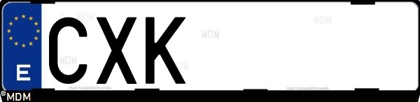 Matrícula española CXK, correspondiente al año 2004