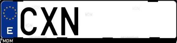Matrícula española CXN, correspondiente al año 2004