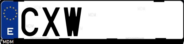Matrícula española CXW, correspondiente al año 2004
