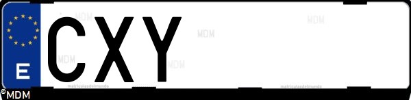 Matrícula española CXY, correspondiente al año 2004