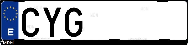 Matrícula española CYG, correspondiente al año 2004