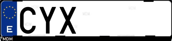Matrícula española CYX, correspondiente al año 2004