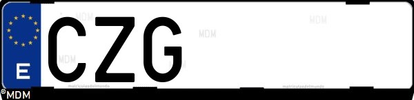 Matrícula española CZG, correspondiente al año 2004