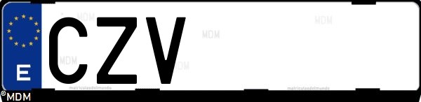 Matrícula española CZV, correspondiente al año 2004