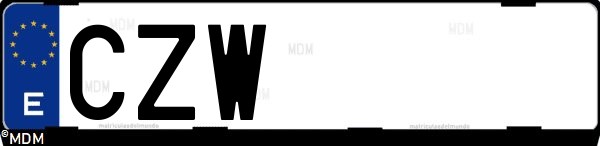 Matrícula española CZW, correspondiente al año 2004