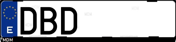 Matrícula española DBD, correspondiente al año 2004