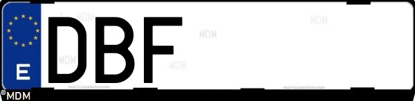 Matrícula española DBF, correspondiente al año 2004