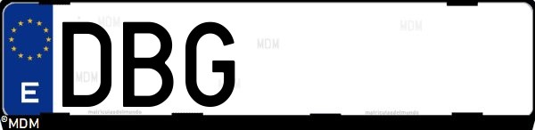 Matrícula española DBG, correspondiente al año 2004