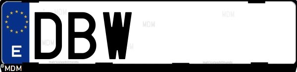 Matrícula española DBW, correspondiente al año 2004