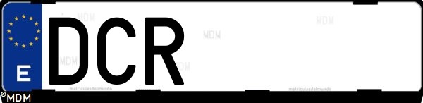 Matrícula española DCR, correspondiente al año 2004
