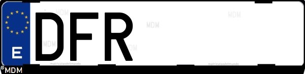 Matrícula española DFR, correspondiente al año 2005