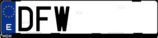 Matrícula española DFW, correspondiente al año 2005